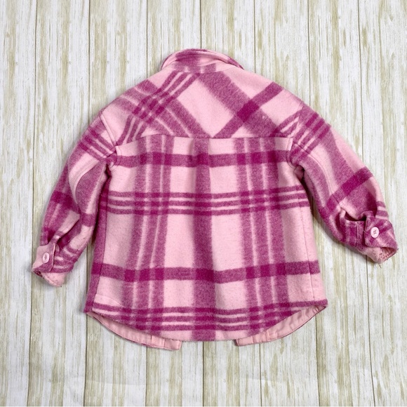 Hanna Andersson Pink Plaid Faux Wool Felt Shirt Jacket Shacket - Picture 8 of 8